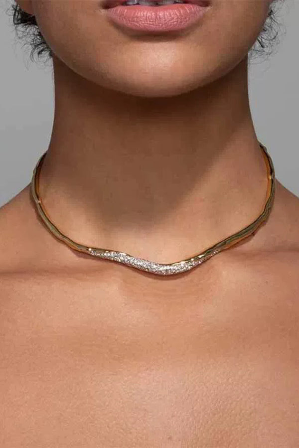 Simple and Light Luxury Metal Irregular Diamond Necklace