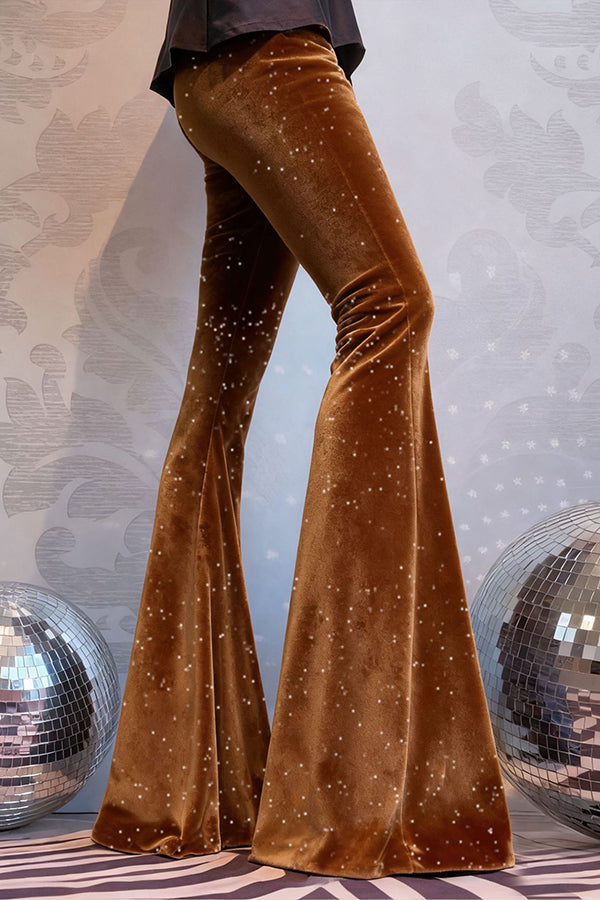 Stylish Velvet High-waisted Draped Casual Flared Pants