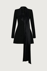 Eve Satin Lapel Draped Neckline Button Long Sleeve Blazer Mini Dress