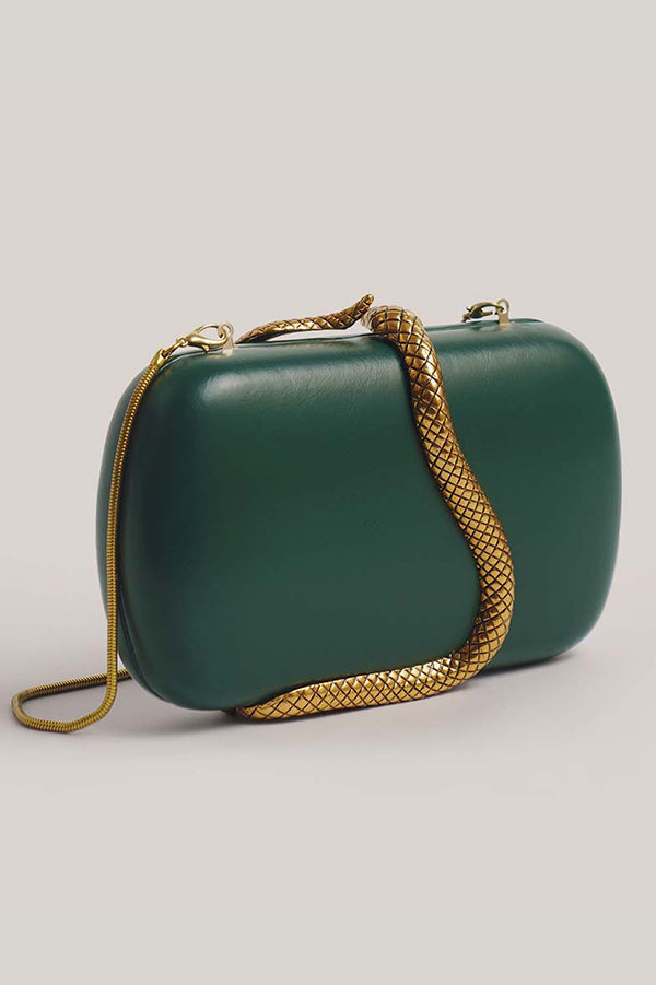 Fashionable Snake-embellished Evening Clutch