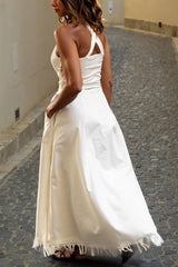 Bohemian Square Neck Pocket Tassel Holiday Maxi Dress