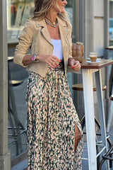 Unique Print High-Waisted Casual Slit Maxi Skirt