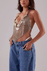 Fashion Sequin Shell Embellished Sexy Vest Body Chain