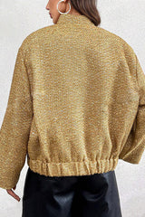 Fashion Sequin Long Sleeve Casual Pocket Loose Jacket