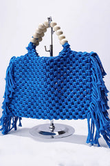 Fashion Woven Open Tassel Tote