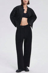 Fashion Sequin Long Sleeve Casual Pocket Loose Jacket