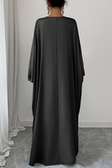 Solid Color Elegant V-neck Knot Decoration Loose Maxi Dress