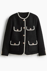 Fashionable Contrast Color Long Sleeve Button-decorated Casual Jacket