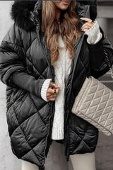 Solid Color Loose Long-sleeved Hooded Zip-up Casual Jacket