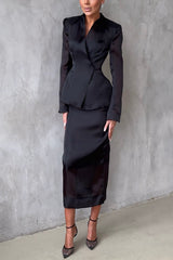 Perfectly Shaped Organza V-neck Long Sleeve Hourglass Cut Blazer