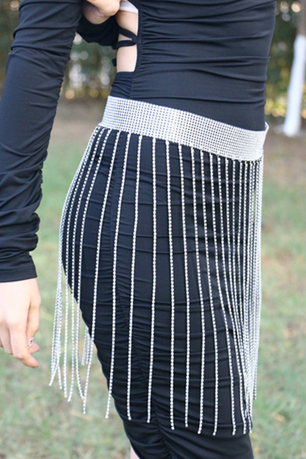 Fashionable Tassel Rhinestone Chain Waist Necklace