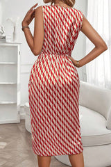 Unique Print Draped Front Neck Asymmetric Hem Mini Dress