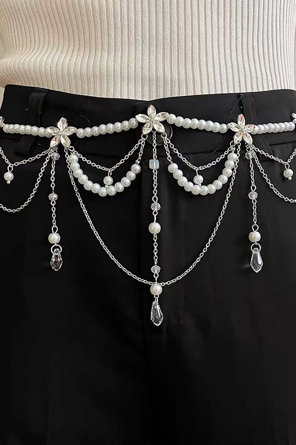 Exquisite Multi-layer Pearl Beaded Tassel Waist Necklace