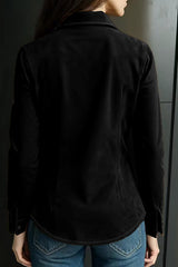 Stylish Suede Long-sleeved Button-down Casual Shirt