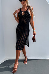 Weekends By The Coast Knit Front Cutout Slit Beach Midi Dress