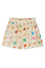 Fashionable Gold Stamping Unique Printing Lapel Long Sleeve Shirt and Elastic Waist Casual Pocket Shorts Set