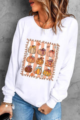 Halloween Pumpkin Print Loose Long-sleeved Casual Top