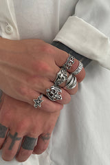 Dark Punk Retro Ring Set