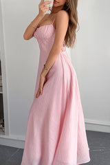 Solid Color Halter Backless Lace-up Holiday Slim Maxi Dress