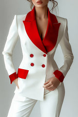 Fashionable Contrast Color Long Sleeve Lapel Button Blazer