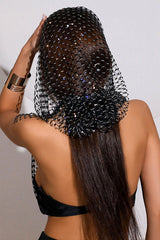 Fashion Fishnet Rhinestone Hooded Vest