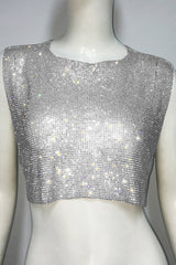 Sexy Metallic Rhinestone Backless Chain Vest