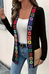 Bohemian Style Floral Edge Long Sleeve Casual Knitted Cardigan