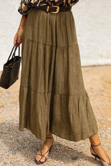 Solid Color Splicing Casual Vacation Maxi Skirt
