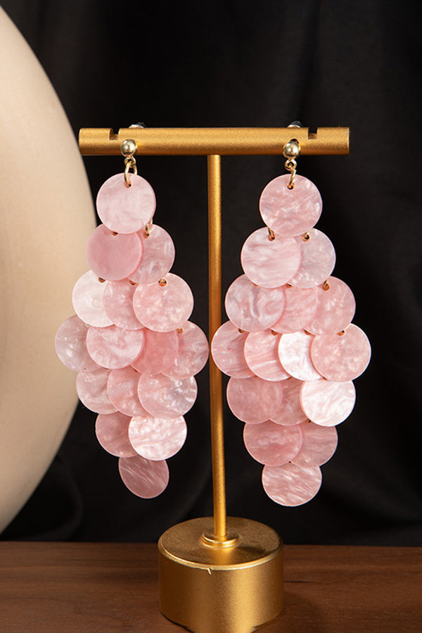 Resort Style Colorful Round Shell Tassel Earrings