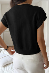 Solid Color Casual V-neck Knitted Sweater