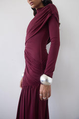 Solid Color Long-sleeved Pleated Slim-fit Elegant Ribbon Mini Dress