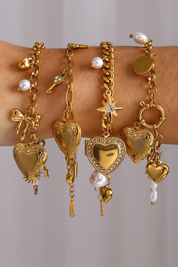 Fashionable Heart Shaped Embellished Bracelet