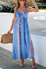 Stroll The Beach Colorblock Paisley Printed Cami Maxi Dress