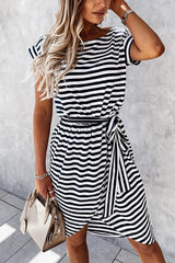Hilton Cotton Blend Striped T-shirt Dress