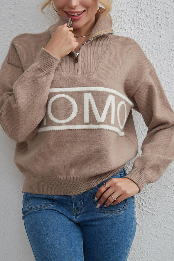 women's design letter knit sweater