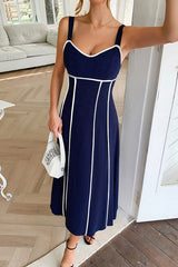 Resort Style Halter Backless Casual Midi Dress