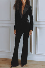 Delicate Daze Velvet High Rise Elastic Waist Flare Pants