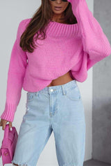 Solid Color Long-sleeved Round Neck Loose Knitted Sweater