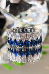 Light Luxury Double Row Drop Zircon Ring