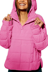 Solid Color Hooded Long-sleeved Loose Pocket Padded Top