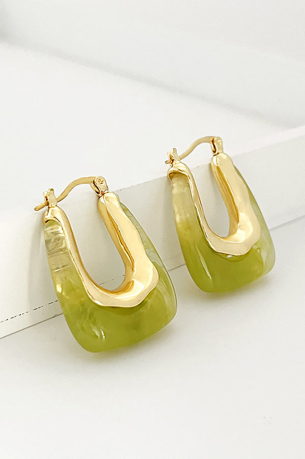 Fashionable Geometric U-shaped Colorful Jelly Earrings