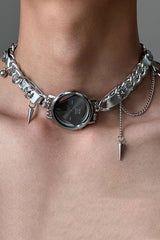 Fashionable Time Dial Metal Necklace