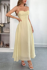 Solid Color Halter Backless Lace-up Holiday Slim Maxi Dress