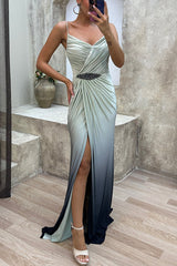 Yulissa Gradient Color Embellished Mermaid Regular Evening Maxi Dress