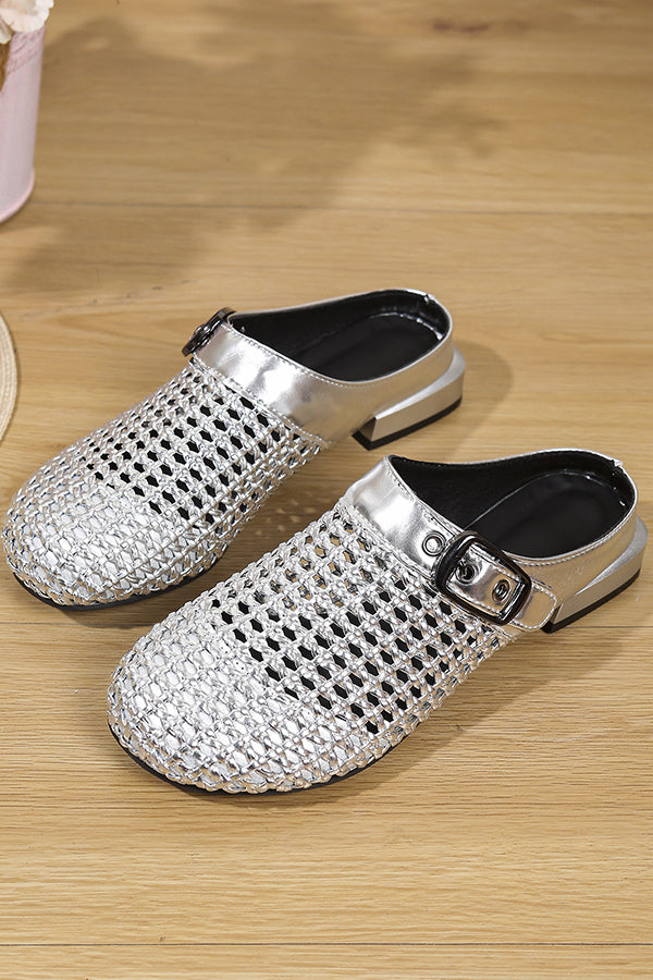 Fashionable Hollow Half-slip Sandals