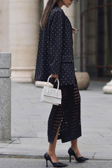 Fashionable Polka Dot Print Lapel Long-sleeved Loose Blazer