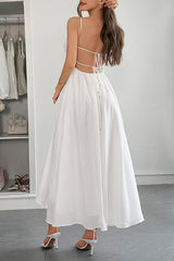 Solid Color Halter Backless Lace-up Holiday Slim Maxi Dress