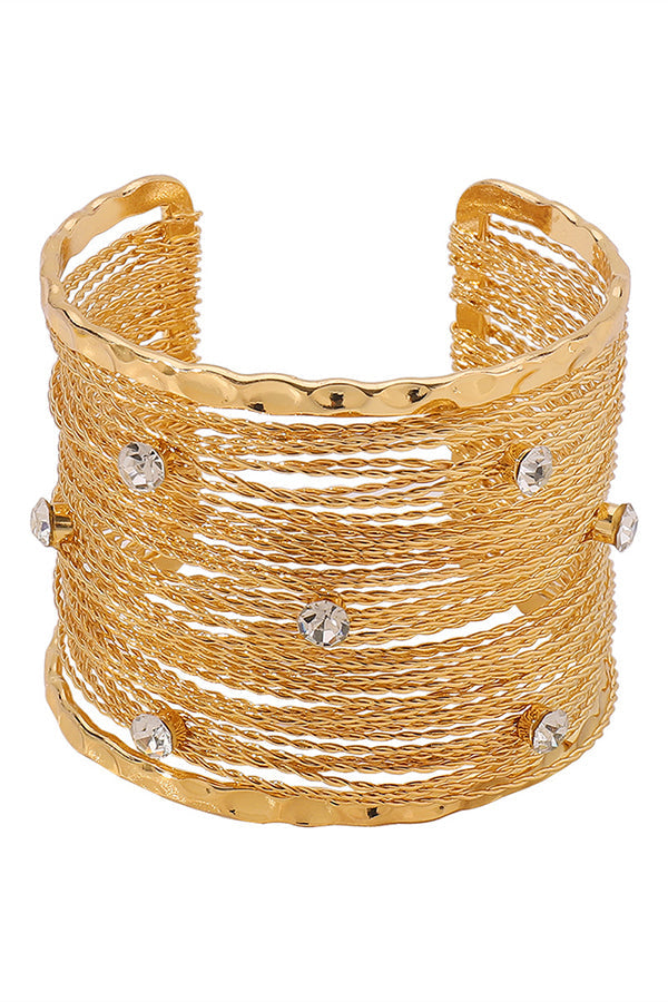 Sweet and Cool Punk Style Wide Metal Brushed Line Open Bracelet