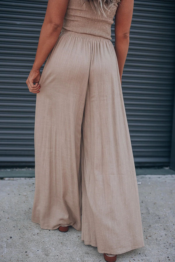 Coast To Coast Smocked Top Button Wide Leg Pants Suit