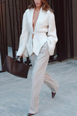 Retro V-neck Long-sleeved Sexy Hollow Loose Knitted Cardigan